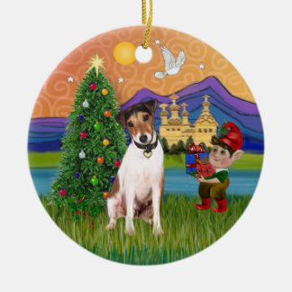 Ornement Rond En Céramique Xmas Fantasy - Jack Russell Terrier