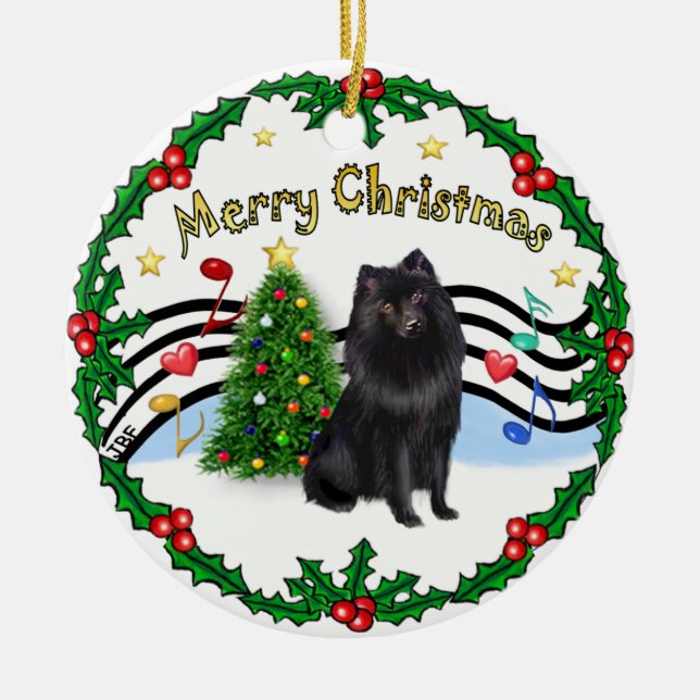 Ornement Rond En Céramique Xmas ZMusic 1 - MC - Schipperke 2 (Devant)