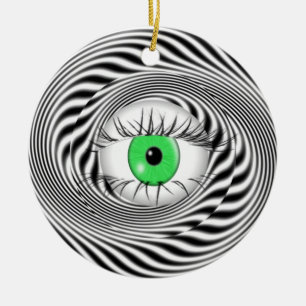 ORNEMENT ROND EN CÉRAMIQUE YEUX HYPNOTIQUE - HYPNOTISTE