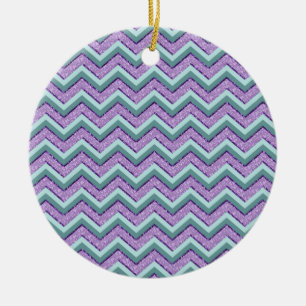 Ornement Rond En Céramique ZigZag turquoise et Améthyste