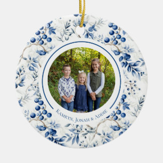 Ornement rond en toile de Holly bleue