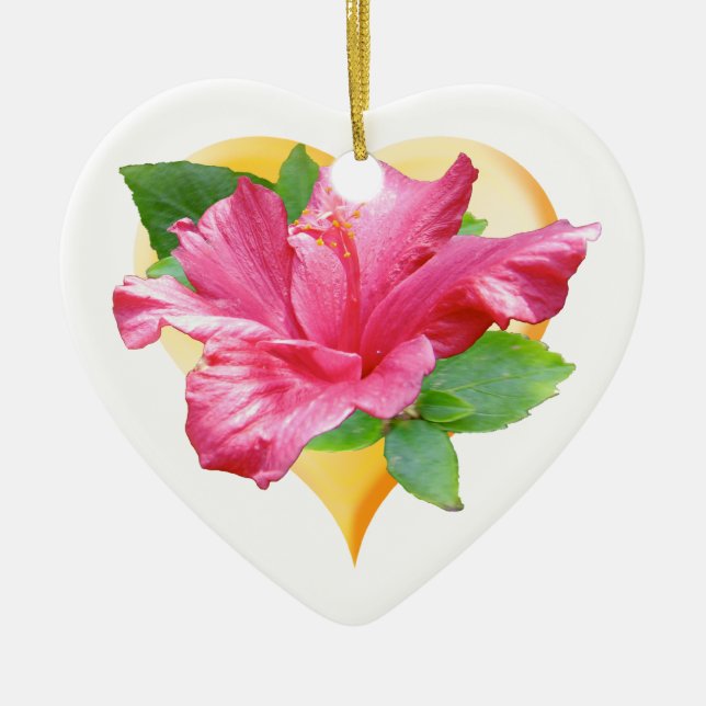 Ornement rose de coeur de la Reine de ketmie (Devant)