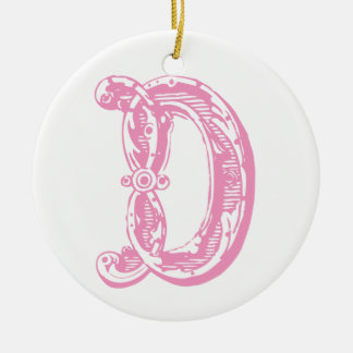 Ornement rose de Noël de la lettre D de monogramme
