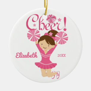 Ornement rose de pom-pom girl de brune