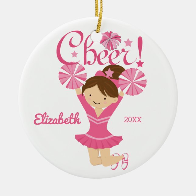 Ornement rose de pom-pom girl de brune (Devant)
