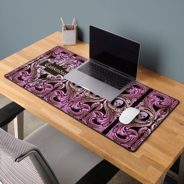 Ornement rose Goth avec crâne personnalisé (Bureau 2)