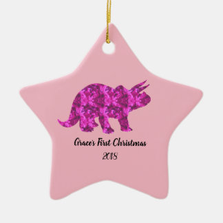Ornement rose lumineux de Noël de dinosaure