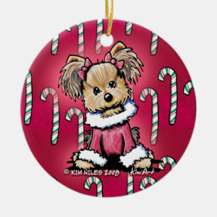 Ornement rouge de chien de Yorkie Terrier