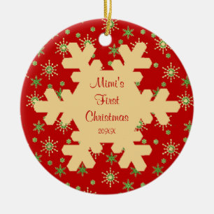 Ornement rouge de flocon de neige de premier Noël