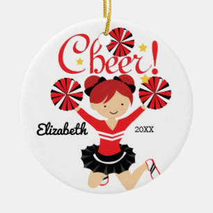 Ornement rouge de pom-pom girl de cheveux