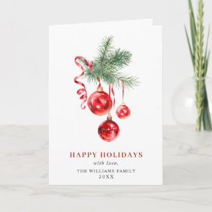 Ornement Rouge Élégant Joyeux Noël Carte de Vœux