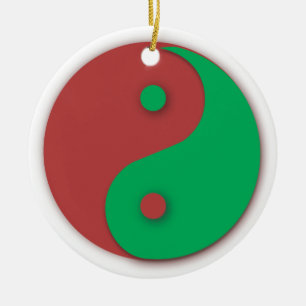 Ornement rouge et vert de Yin et de Yang