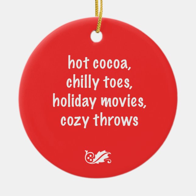 Ornement rouge poème de vacances (Devant)