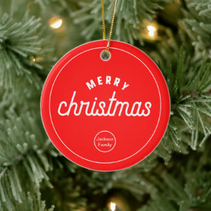 Ornement rouge simple personnalisé pour Noël en fa