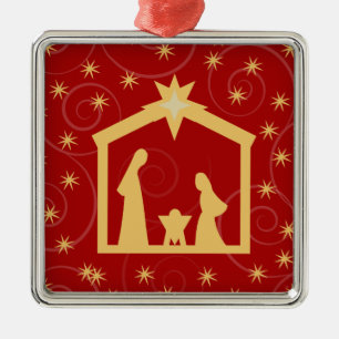 Ornement saint rouge de Noël de nativité de nuit