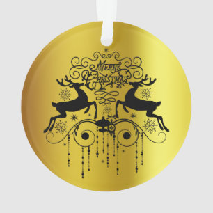 Ornement Silhouettes Noires de Cerfs de Noël