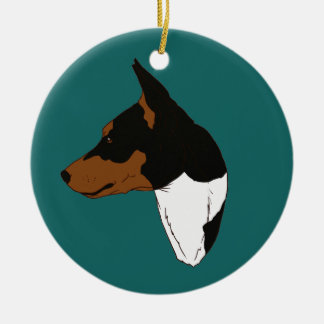 Ornement tricolore de Basenji de turquoise