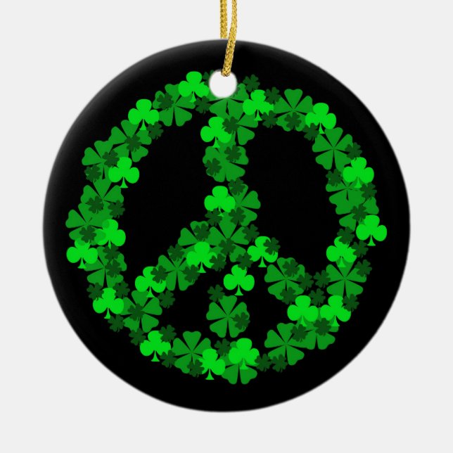 Ornement vert de signe de paix de shamrock (Devant)