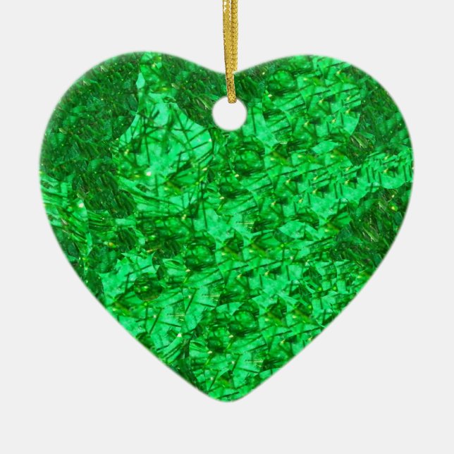 Ornement vert magnifique de coeur (Devant)