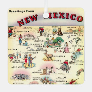 Ornement vintage de la carte du Nouveau-Mexique