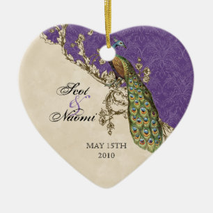 Ornement vintage de paon et de Noël gravure à