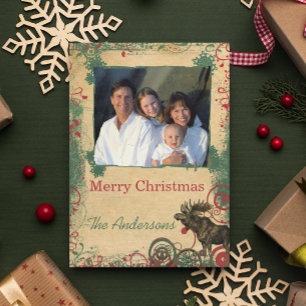 Ornements blancs Famille Photo de Noël Carte posta