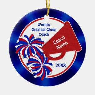 Ornements Cheer Coach, Personnalisé Rouge Blanc Bl