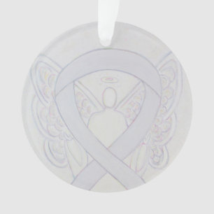 Ornements d'ange de ruban de sensibilisation blanc