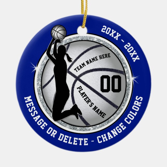Ornements de basket personnalisés pour filles, ble (Devant)