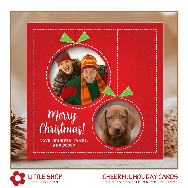Ornements de Noël Carte de vacances à deux photos (Créateur téléchargé)