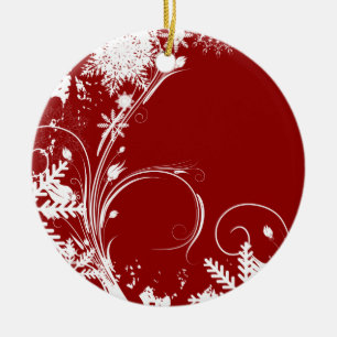 Ornements de Noël en flocon de neige rouge tourbil