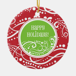 Ornements de Noël Funky Red & Green Swirl