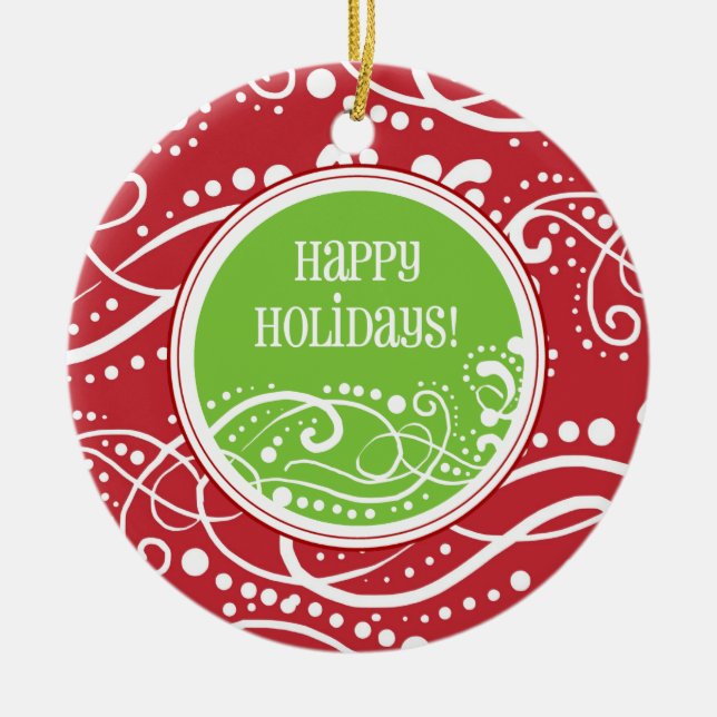 Ornements de Noël Funky Red & Green Swirl (Devant)