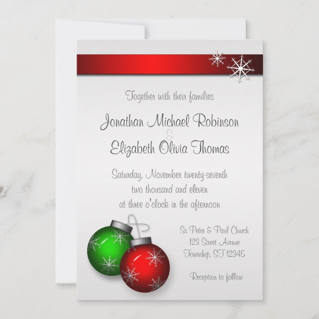 Ornements de Noël Invitations de mariage (Devant)