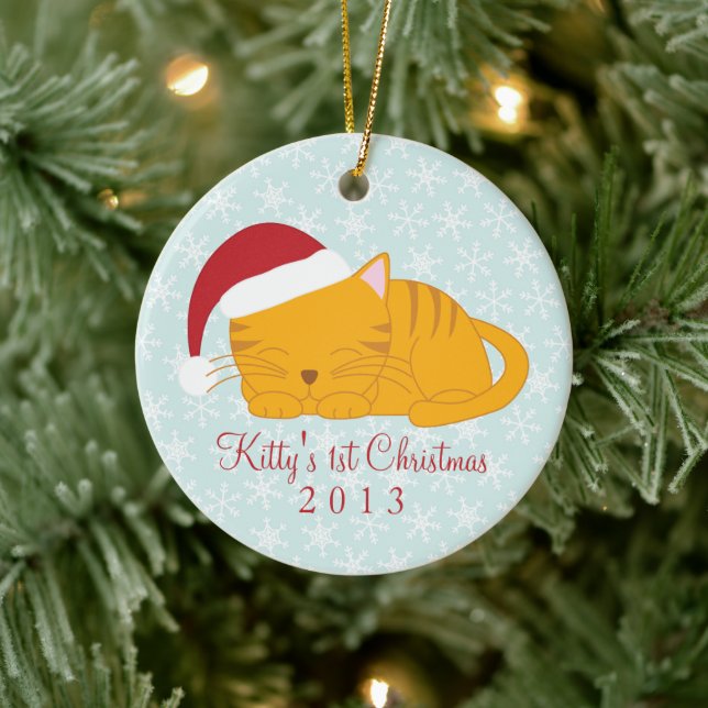 Ornements de Noël personnalisés de Tabby orange (Arbre)