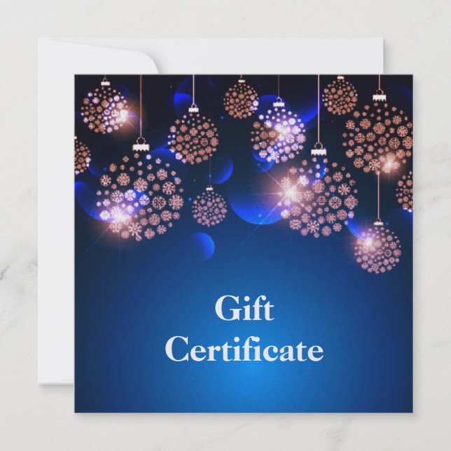 Ornements de Noël rose - Carte de certificat cadea (Devant)