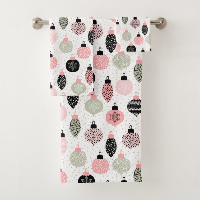Ornements de Noël rose et vert blanc Arrière - pla (En situation)