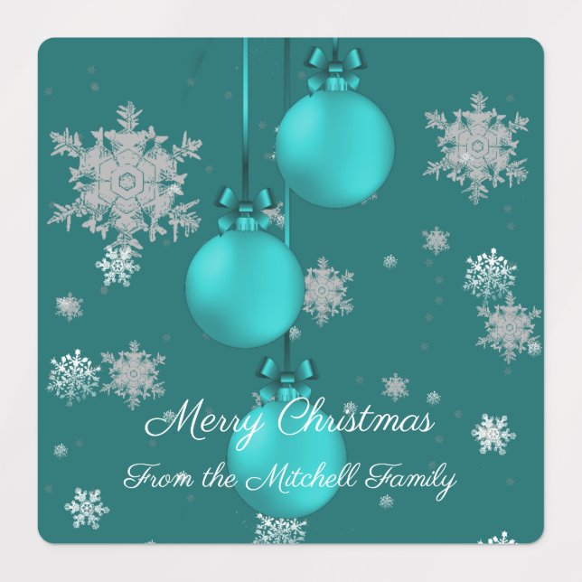 Ornements de Noël turquoises Cuisinier Étiquettes (Design 1)