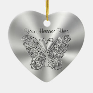 Ornements de papillons d'argent en dentelle person
