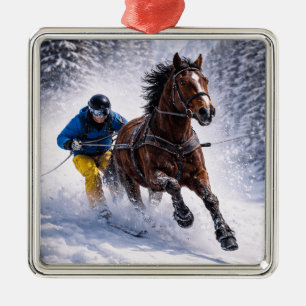 Ornements de vacances de cheval d'hiver