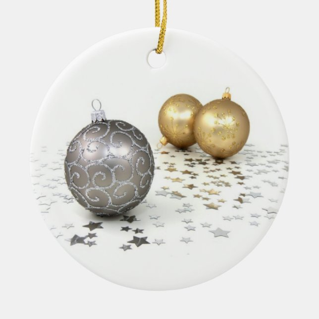 Ornements et étoiles de Noël or et argent (Devant)