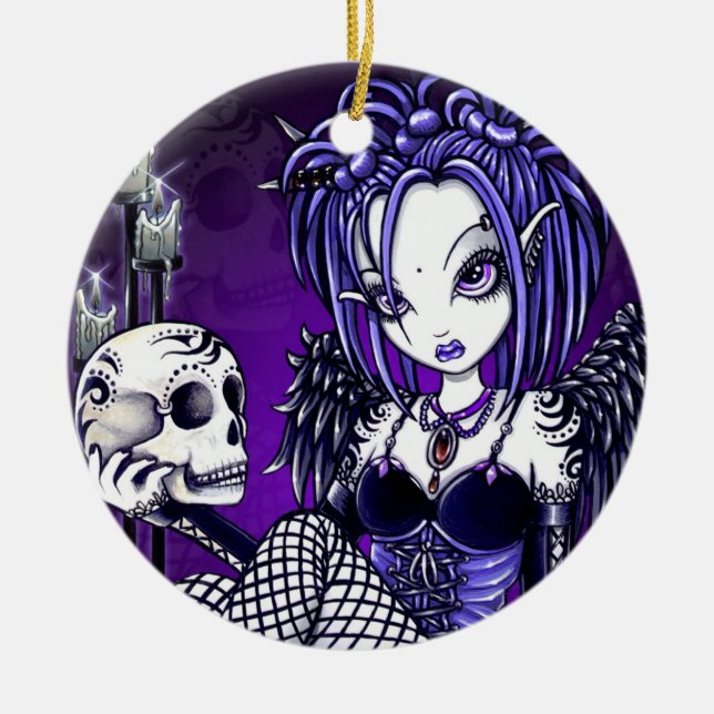 Ornements gothiques d'ange de crâne de "Gabriella" (Devant)