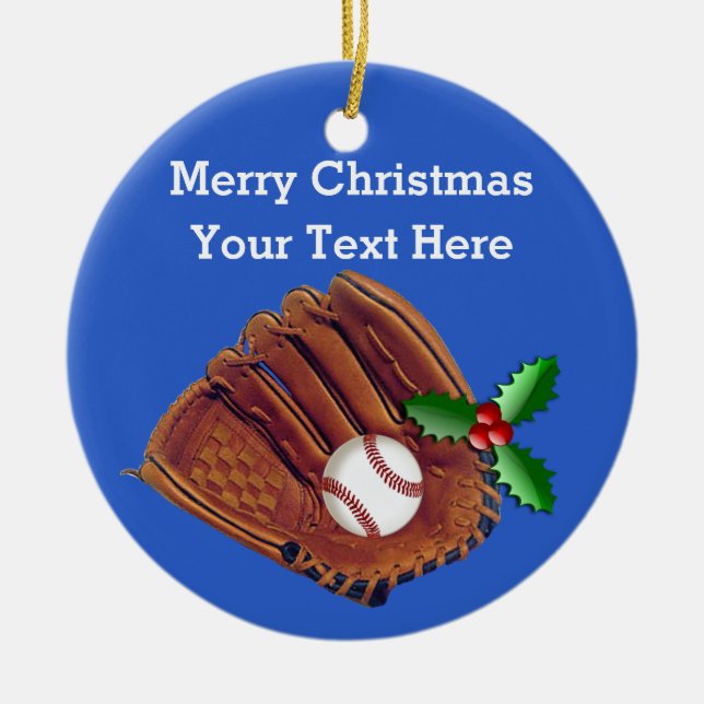 Ornements personnalisés de Noël de base-ball (Devant)