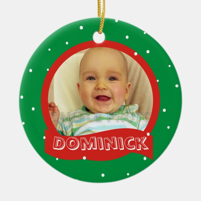 Ornements ronds personnalisés de photo et de Noël (Devant)