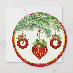 Ornements traditionnels Carte à plat de Noël ronde