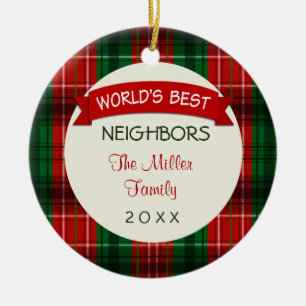 Ornements voisins de cadeau de Noël de plaid de