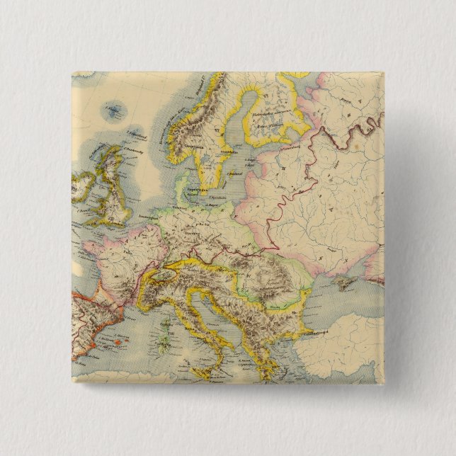 Orografische Landkarte Europas Button (Vorderseite)