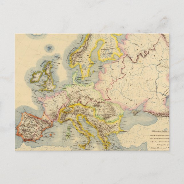 Orografische Landkarte Europas Postkarte (Vorderseite)