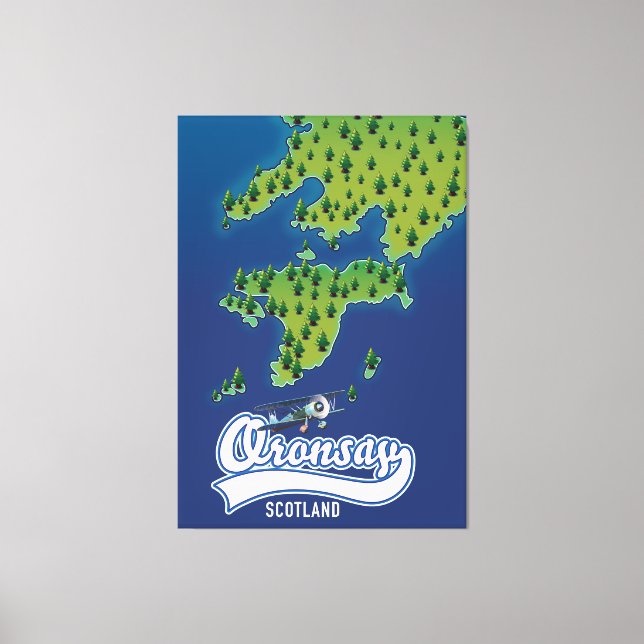 Oronsay Schottland Inselkarte Leinwanddruck (Vorderseite)