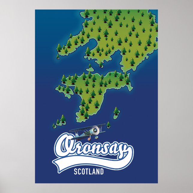 Oronsay Schottland Inselkarte Poster (Vorne)